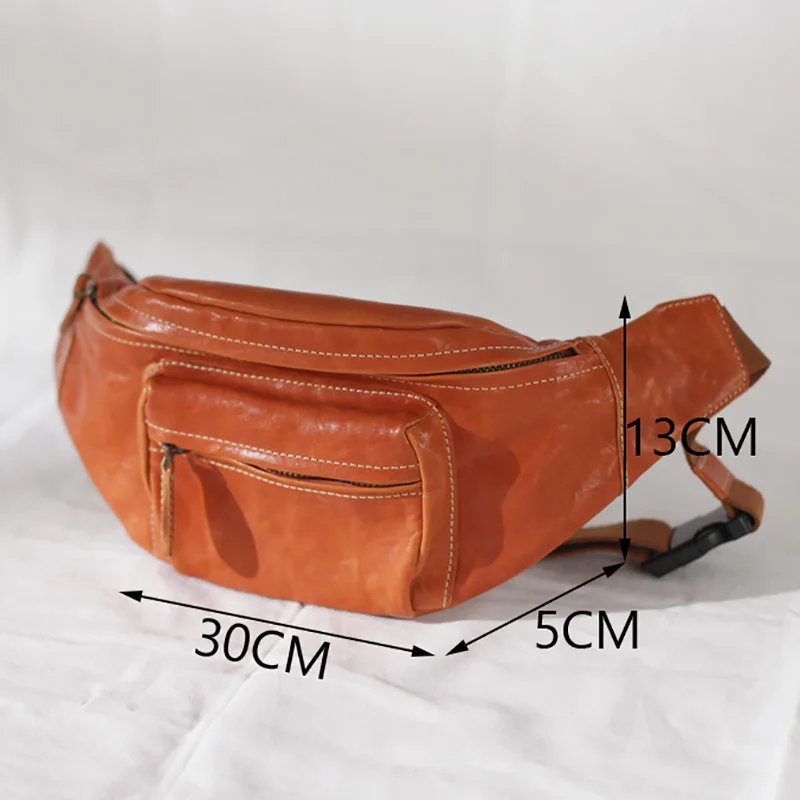 

AETOO Chest bag, female leather hundred trendy waist bag, dual-use retro crossbody bag