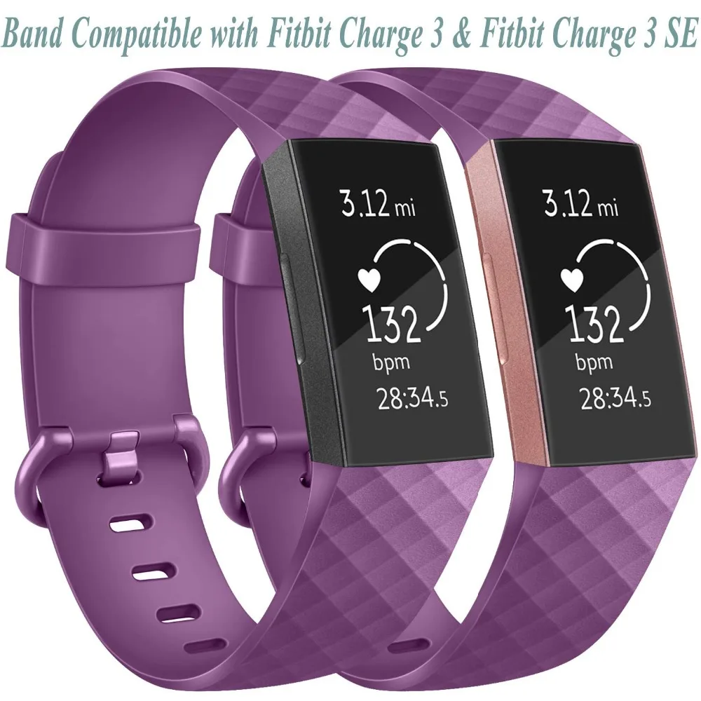 Мягкий силиконовый сменный t образный ремешок для Fitbit Charge 3 SE с металлической