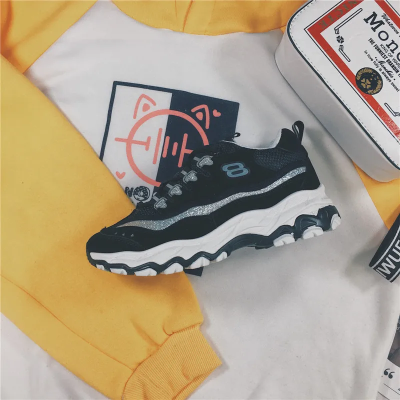 Высококачественные новые туфли с толстой подошвой и кружевом Модные дышащие