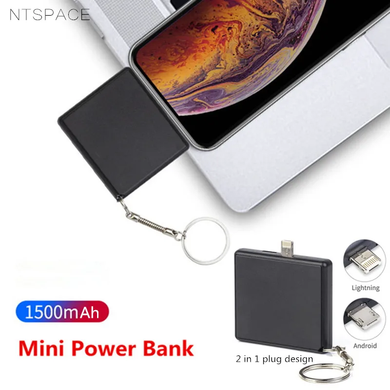 Портативное портативное зарядное устройство NTSPACE 1500 мАч для iPhone, Xiaomi, huawei, Внешнее зарядное устройство 2 в 1, зарядное устройство