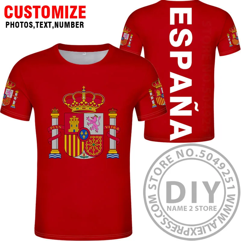 Style 14 Испанская футболка diy на заказ с именем и номером esp футболка Национальный флаг es испанская страна колледж печать фото логотип текст одежда - Цвет: Style 14