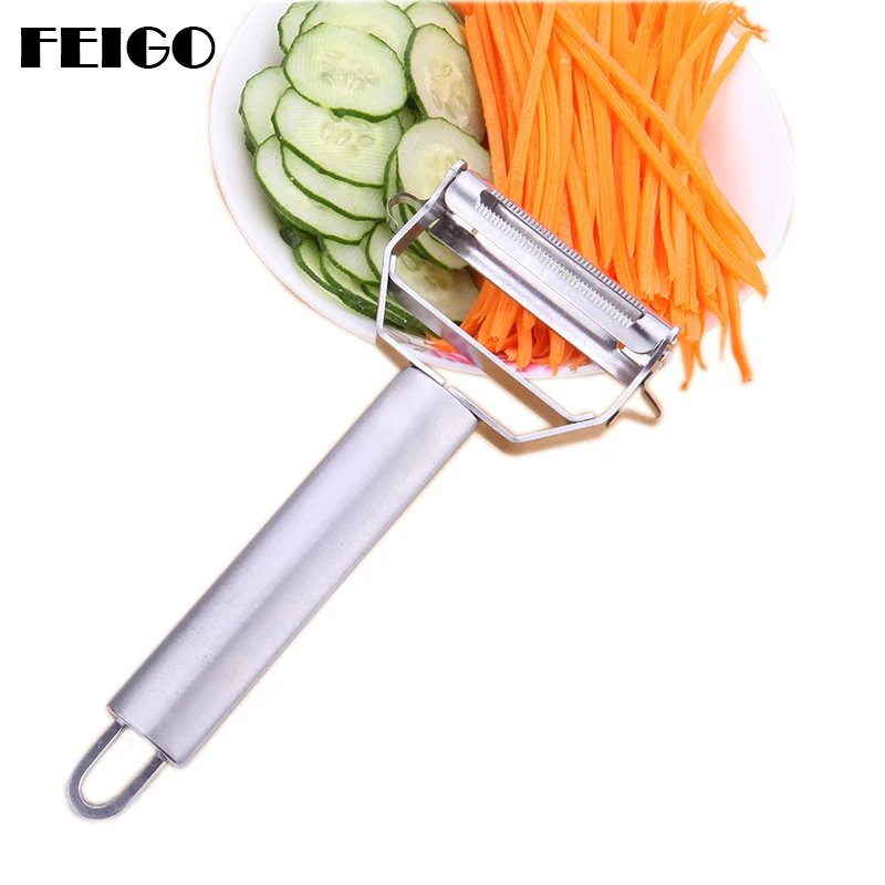 

FEIGO Hot Sale 2in1 Stainless Grater Multifunctional Cutter Tomato Slicer Potato Carrot Fruit Vegetable Grater Kitchen Tool F564