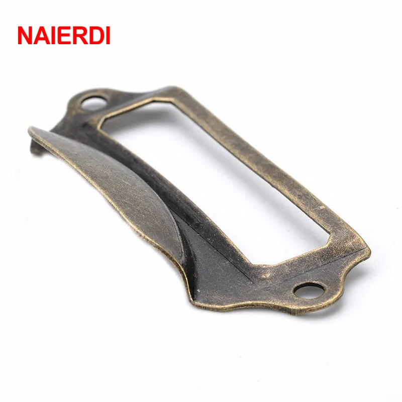 NAIERDI античный латунный металлический лейбл Вытяжная рама ручка ФИО держатель