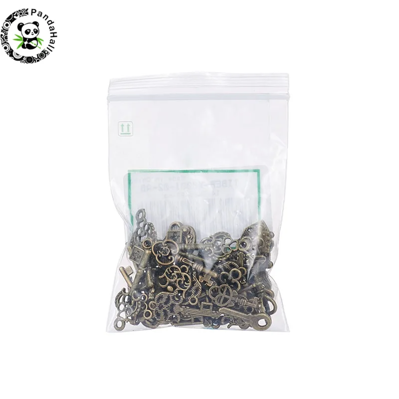 

50pcs Antique Bronze Tibetan Style Key Shape Pendants foy Jewelry Making 16~30x16~30x3~4mm Hole: 1mm