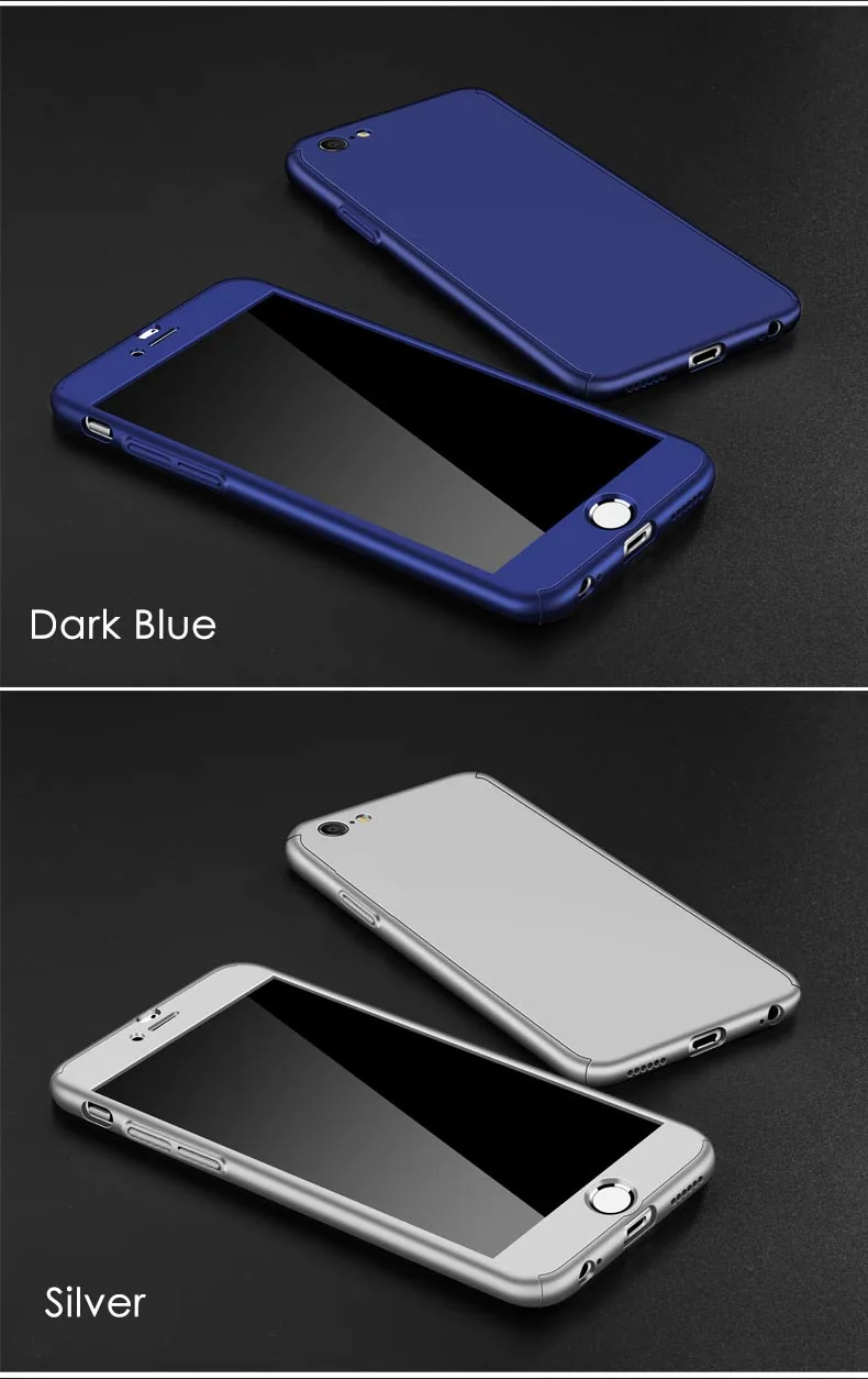360 Full Protective Phone Case For iPhone 8 7 Plus 6 6s 5S X 10 Cover XR Xs Max Cases With Tempered Glass |