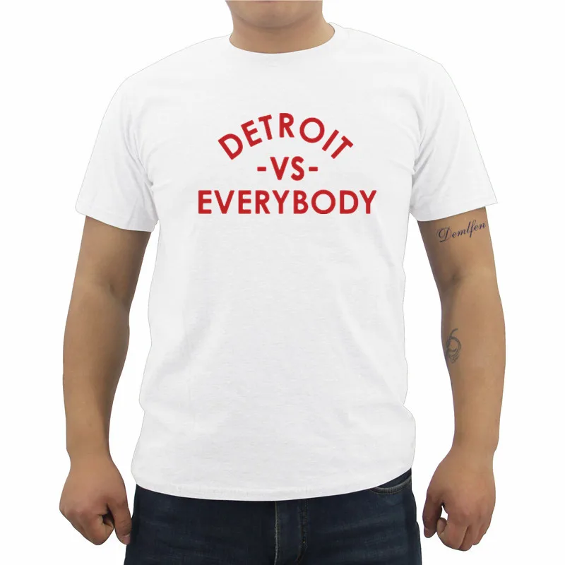 Мужская хлопковая футболка с коротким рукавом Detroit Vs Everyone летняя повседневная