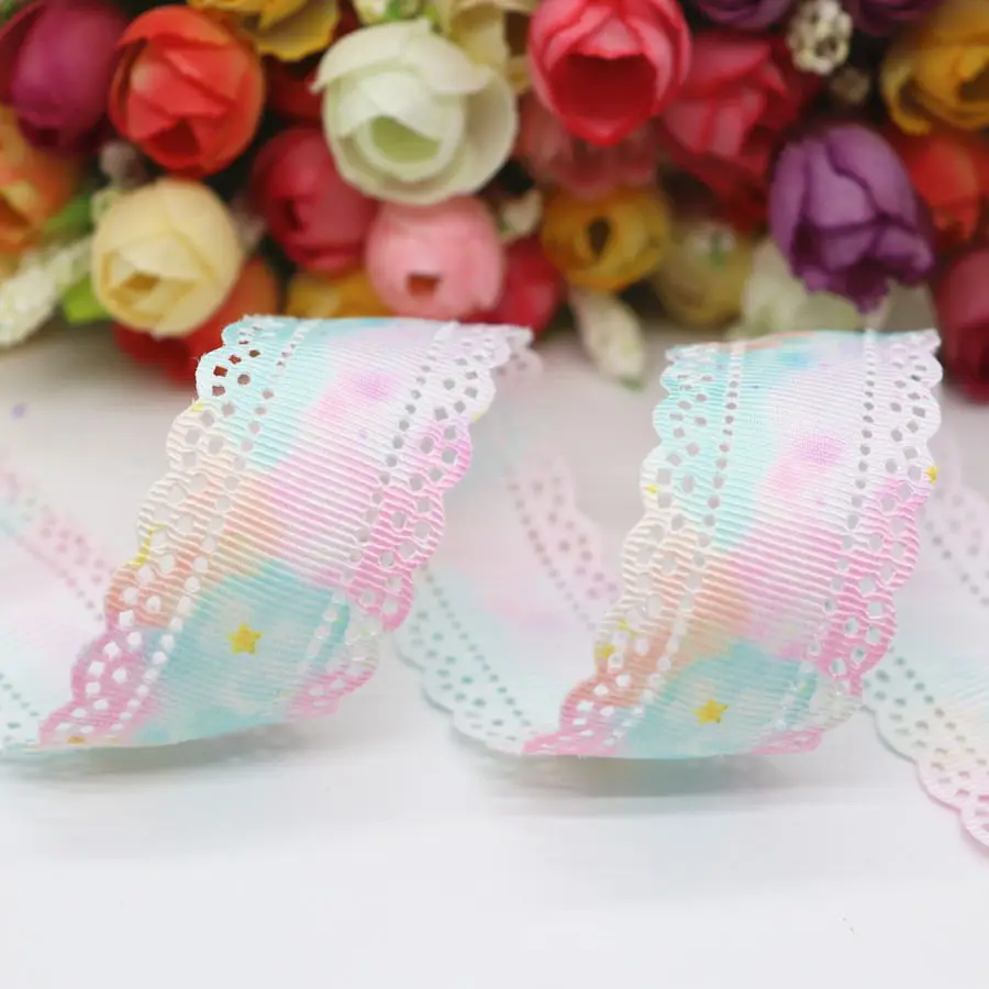 10 Yards Grosgrain Hollow Lace Ribbons Grid Printed Ribbon 30MM For Hair Bows DIY Crafts Handmade Accessories M19043004 | Дом и сад