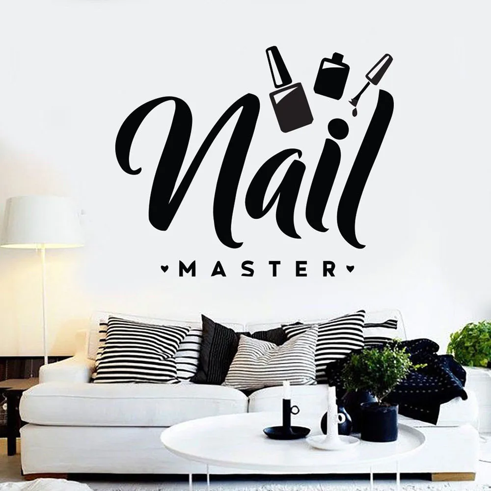 

Nail Salon Wall Stickers Quote Art Wall Decals Beauty Shop Room Decorative Beauty Salon Master Polish Wallpaper Removable B456