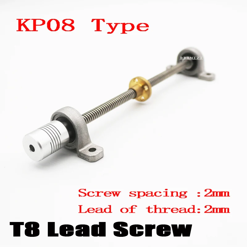 

3D Printer CNC T8-300mm Lead Screw Set KP08 Shaft Coupling Thread 8mm T8 Lead1mm Length100mm200mm350mm450mm500mm650mm THSL Rod
