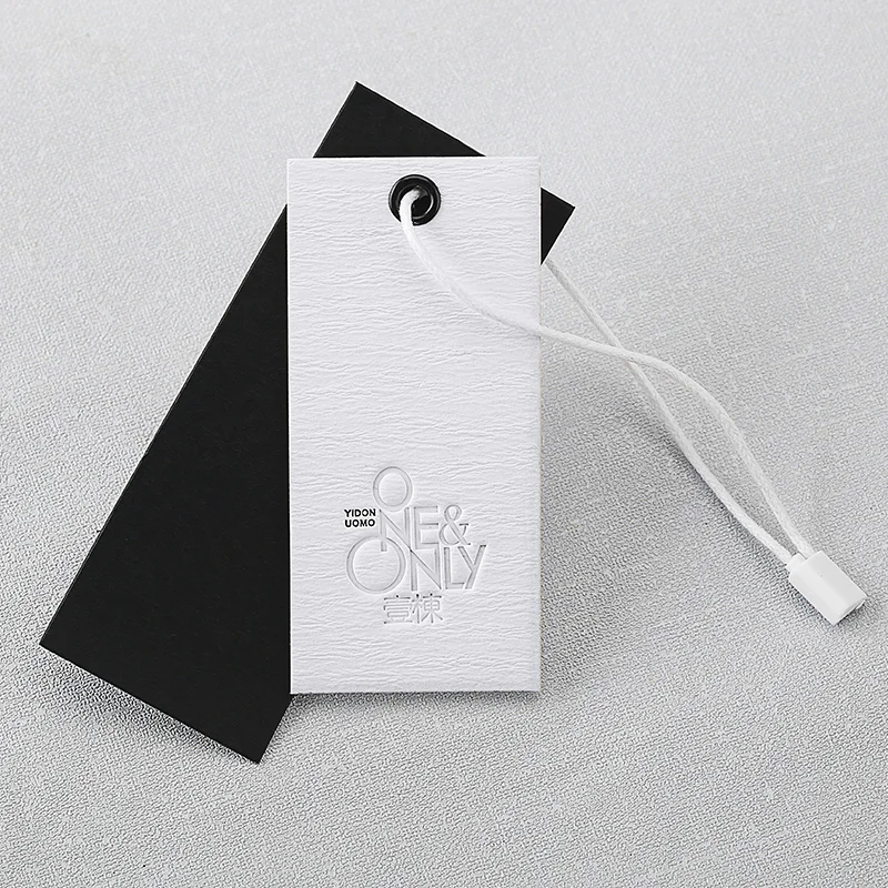 

Custom Garment Special Paper Tags Deep concave embossing seal Tags