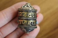 pn982 handmade nepalese ethnic tibetan brass om mani padme hum 24mm prayer wheel prayer box gau amulet pendant