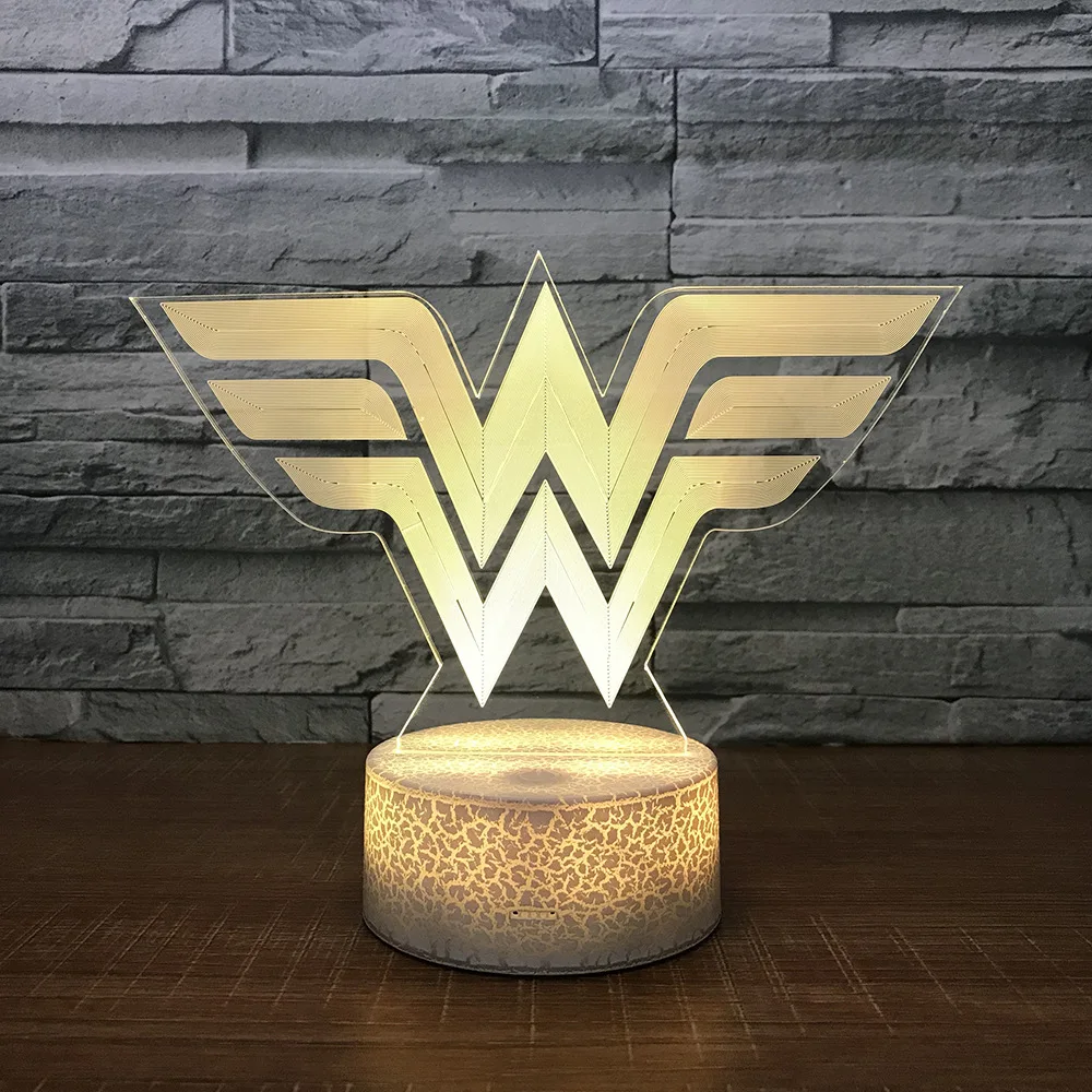 HQXING акриловый Wonder Woman 3D светодиодный ночник RGB 7 цветов Изменение Настольная лампа фигурки для мальчиков и девочек рождественские игрушки