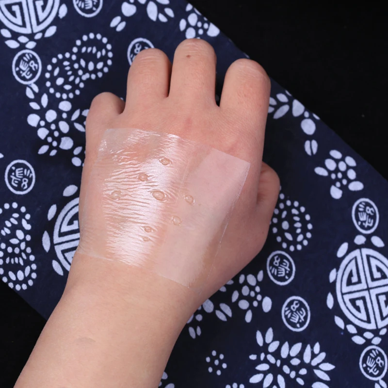 100 шт./лот, медицинская прозрачная клейкая лента, пластырь, дышащая, водонепроницаемая, анти-аллергическая, медицинская повязка на рану, фиксирующая лента
