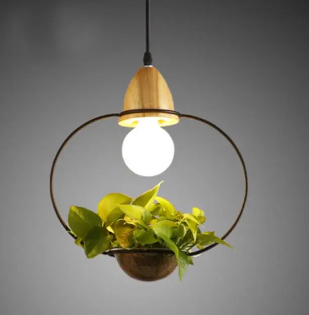 Современная простая деревянная и железная люстра 3 вида освещения кованая лампа