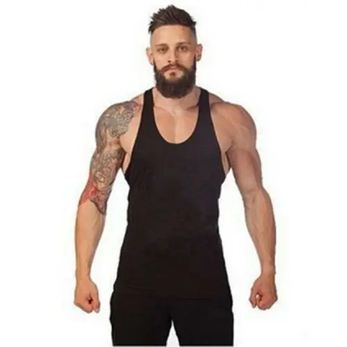 Черный Muscleguys хлопок спортивные майки Для мужчин майки без рукавов для мальчиков бодибилдинг одежда под рубашку спортивная майка для фитнеса жилет - Цвет: Черный