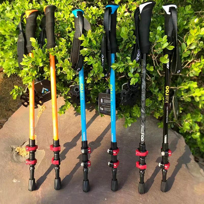 2 шт. Сверхлегкий Открытый Регулируемый алюминиевый Пеший Туризм Поход Stick
