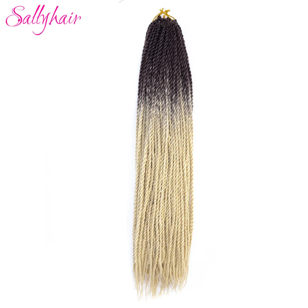 Sallyhair, 24 дюйма, 20 прядей, Омбре, цвет, сенегаль, закрученные косички, волосы для наращивания, высокая температура, синтетические, вязанные, косички - Цвет: T1B/30