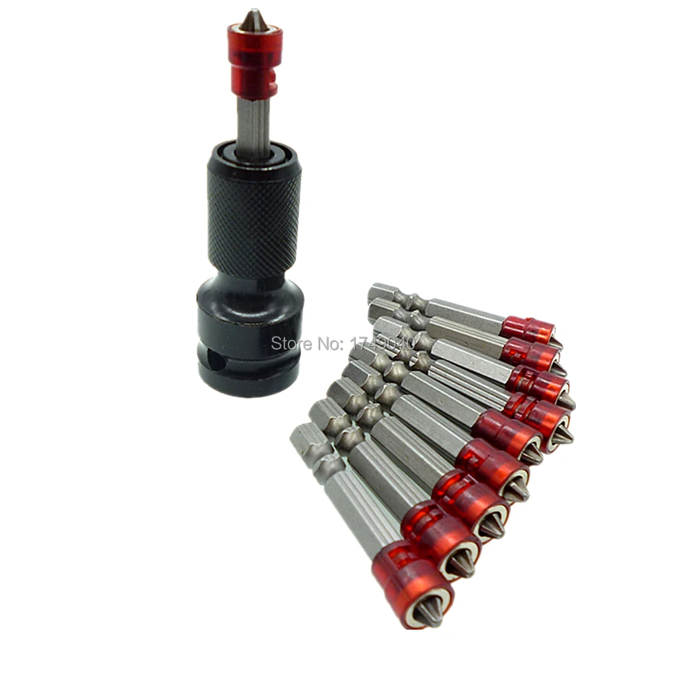 

10pcs PH2 Phillips Screwdriver Bits 1/4" Shank 50mm Drywall Plasterboard Screw Driver with 1/2" Square Drive to 1/4" Hex Adaptor