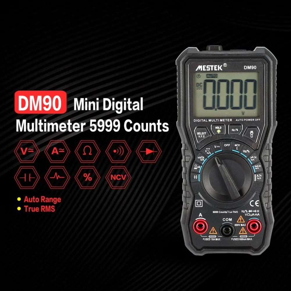 MESTEK DM90 Мини цифровой мультиметр Авто Диапазон истинный RMS AC/DC Вольт Ампер Ом