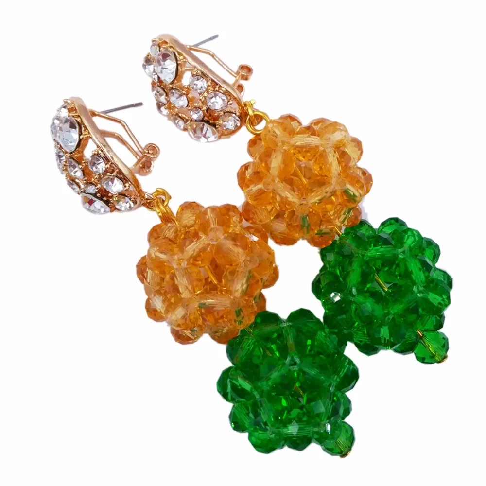 Красивый зеленый цвет шампанского Золото Кристалл бисера ожерелья костюм