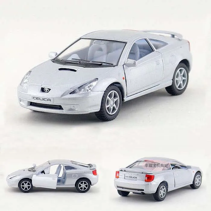 Серебристый Высокая имитация 1:34 Toyota Celica литья под давлением сплав модель автомобиля Металл с вытягиванием назад автомобиль игрушка для ребенка подарки на день рождения - Цвет: Серебристый
