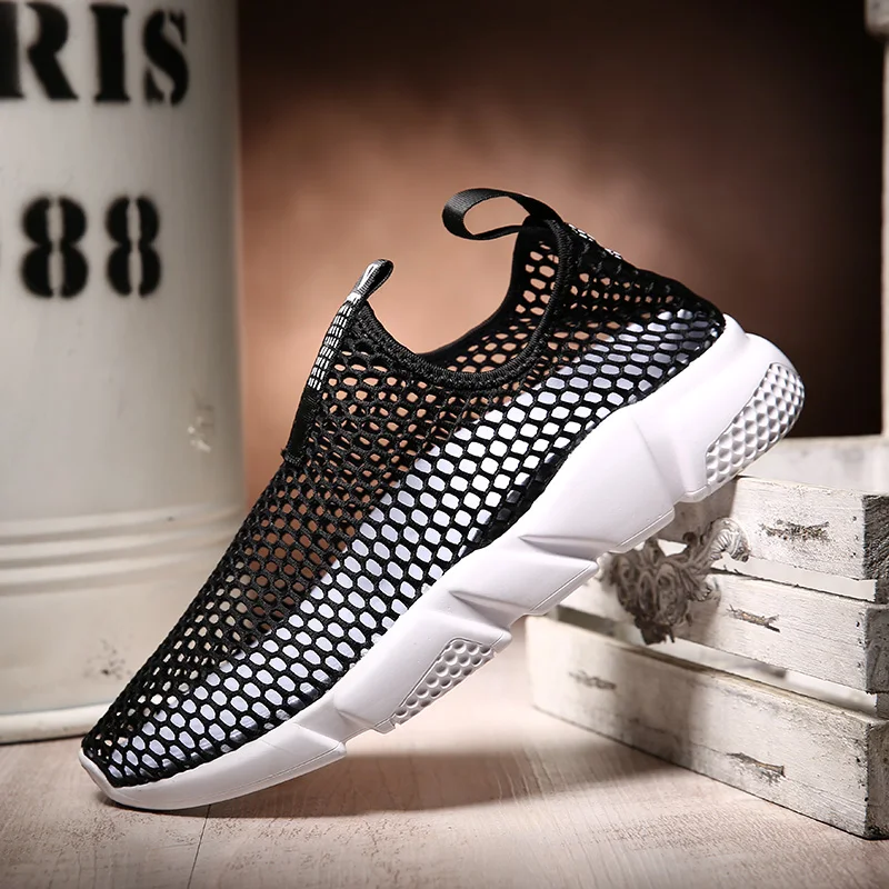 Кроссовки мужские сетчатые с вырезами прогулочная обувь унисекс модные легкие