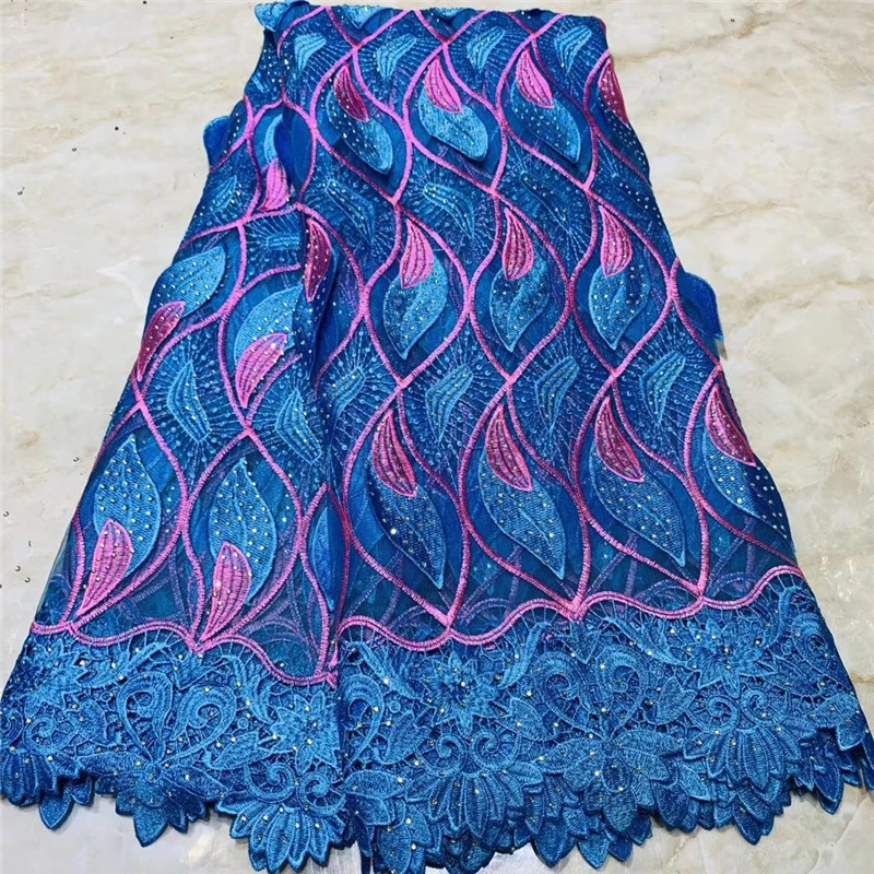 Tollola Latest Green African Lace Fabric 2019 High Quality Nigerian Fabrics 3D Flower French Tulle With Stones | Дом и сад