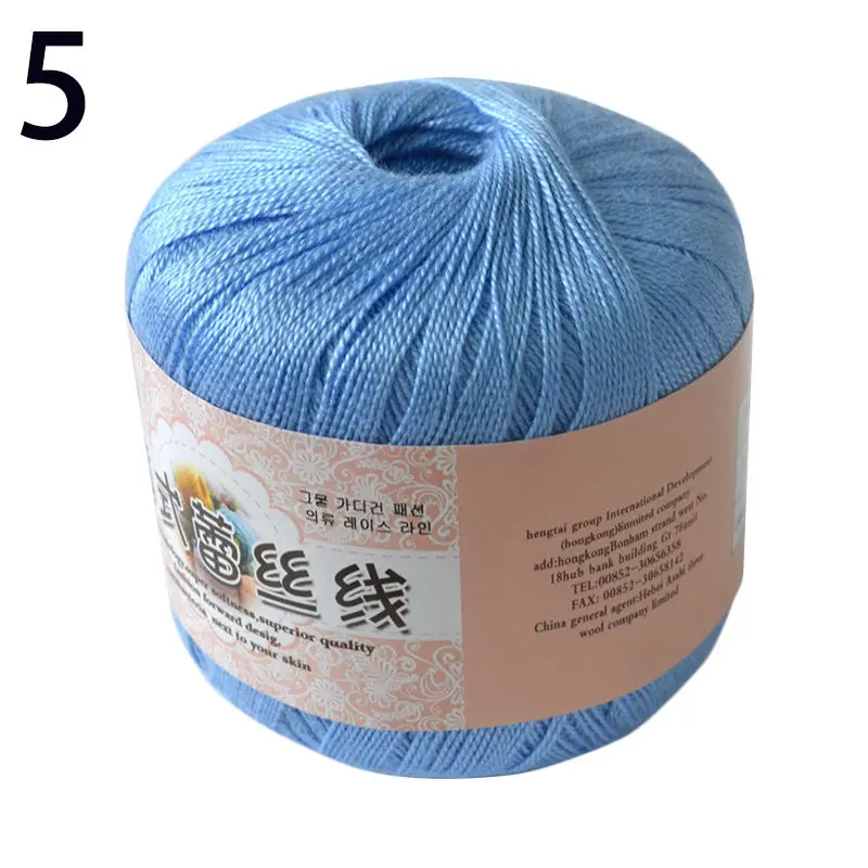5 50g/ball Crochet Cotton Yarn 2 ply Middle Thin 0.8mm Lace Cotton Yarn Hand-knitting Yarn Machine Knitting Crochet Threads - Цвет: 5