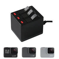 new 3 way hero 8 battery charger led charging box carry case battery housing for gopro hero 8 7 hero 6 5 black accessories