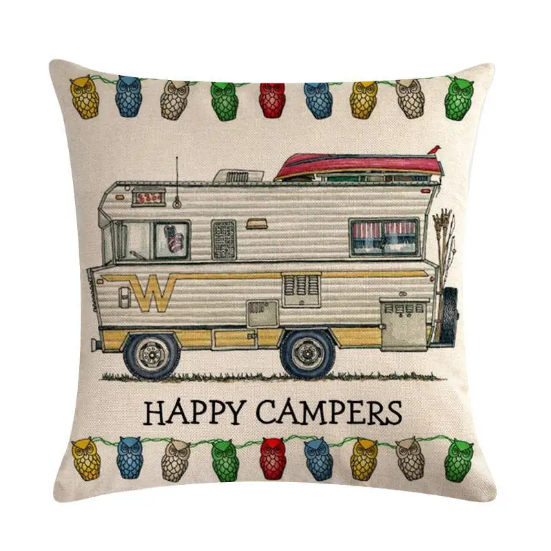 Чехол для подушки Happy Campers из хлопка и льна квадратный чехол дивана декоративная