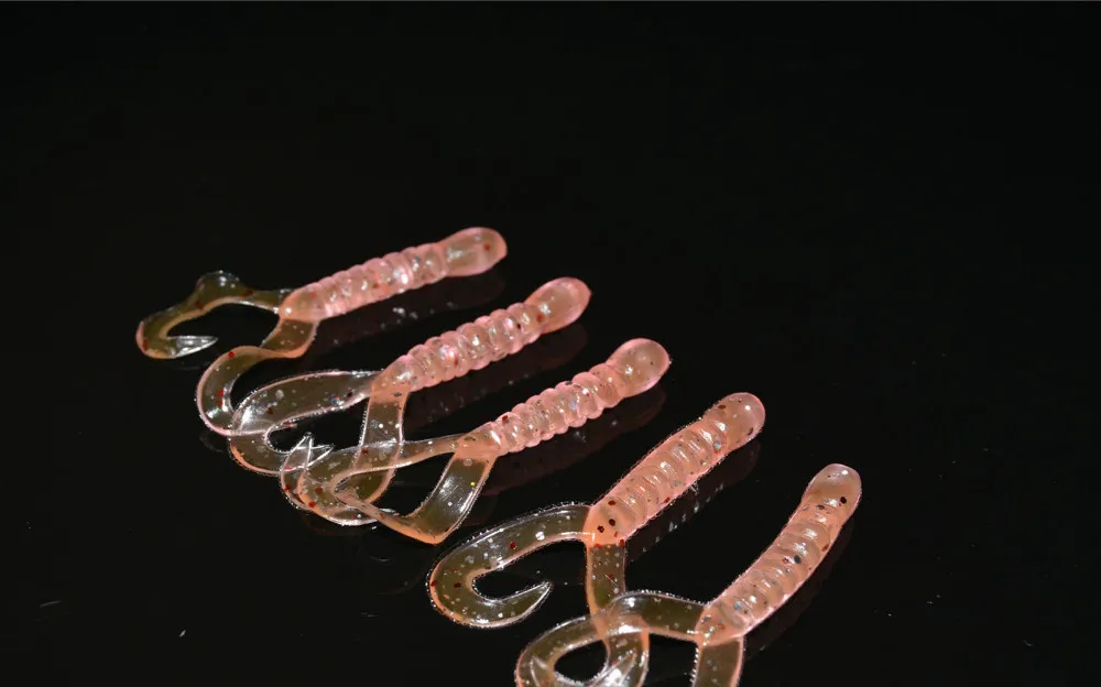 50 шт., Мягкая приманка, приманка для рыбалки, Capuchin maggots Grub, червь, силиконовый двойной хвост 5,5 см 1,2 г