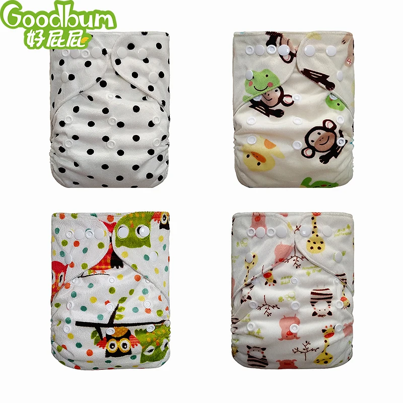 Goodbum тканевый подгузник с принтом/рисунок Minky многоразовые моющиеся подгузники удобные двурядные кнопки Детские тренировочные штаны