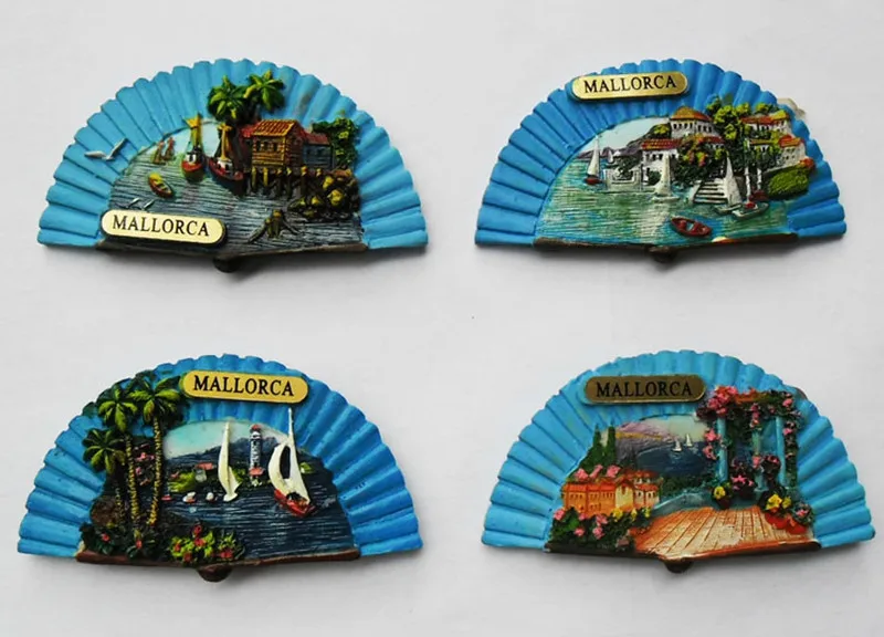 

Spain Mallorca Features Flower Fan 3D Fridge Magnet World Souvenirs Creative Home Decoration Refrigerator Magnetic Sticker