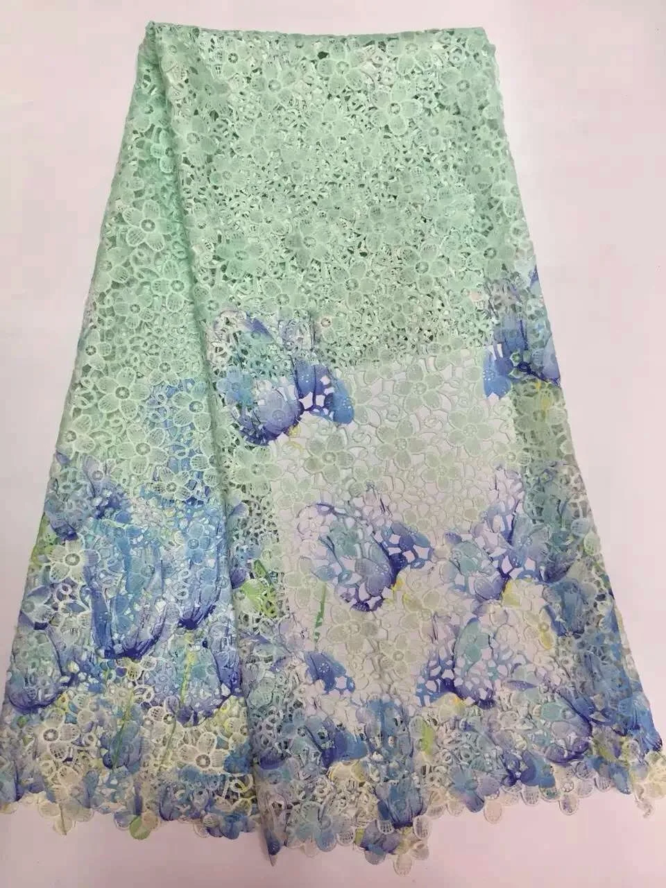 

New high quality African Guipure swiss voile print lace fabric for beautiful dress,Nigerian water Soluble lace 5y/lot K-R658B