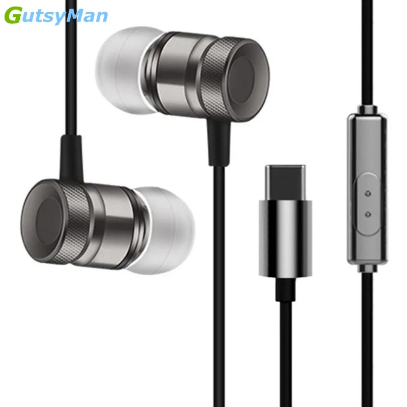 GutsyMan USB Type C в ухо стерео наушники цифровые Проводные спортивные металлические