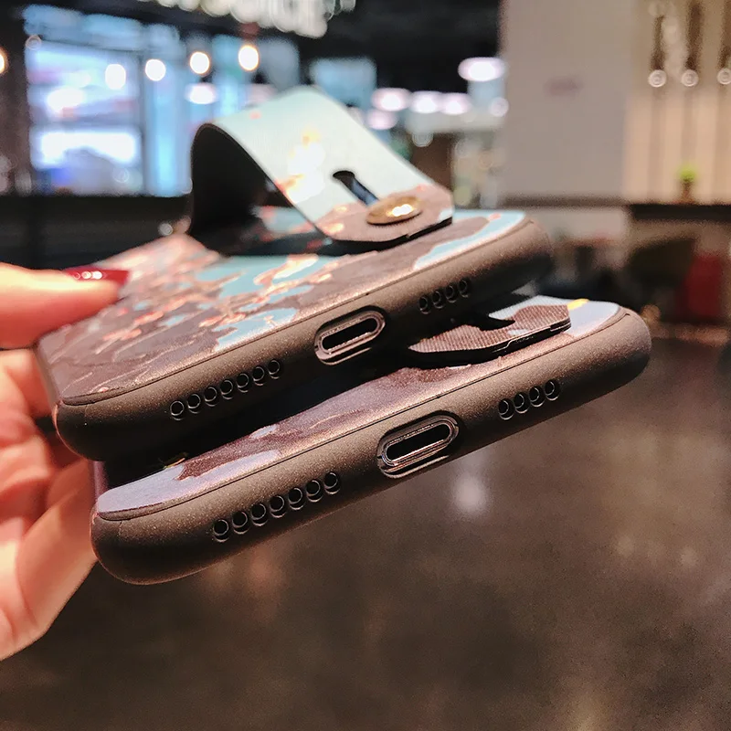 Fundas Flower Holder Strap Phone Case for iphone XS X XR Max Silicone Wristband Cases Coque sFor 8 7 6s 6 Plus Cover |