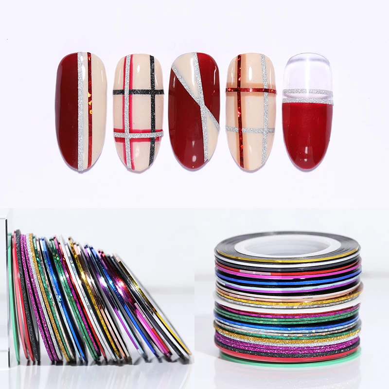 10 шт./упак. клейкая лента для ногтей красный золотой серебряный цвет смешанные
