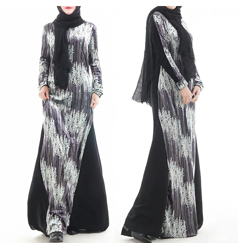 Женское кимоно Abaya мусульманское платье макси с принтом женское турецкое в Дубае