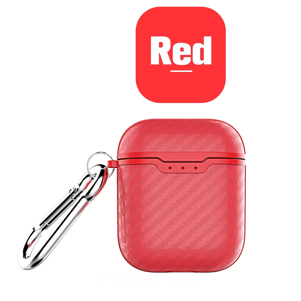 Red Bluetooth беспроводной Чехол для наушников для Apple AirPods чехол из углеродного волокна защитная крышка аксессуары для Air Pods чехол для зарядки - Цвет: Red