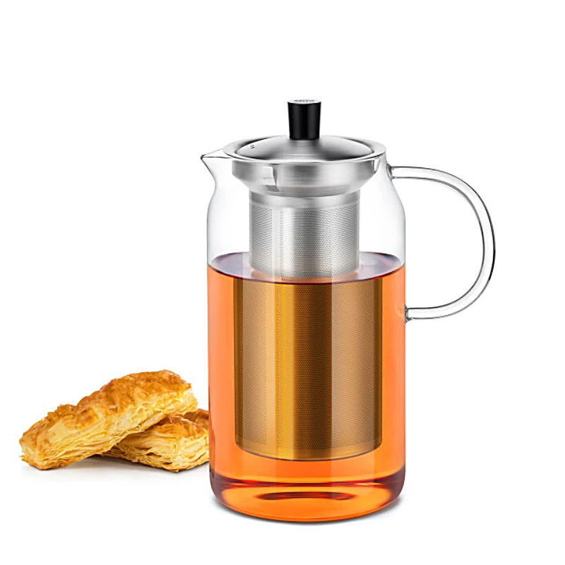 Термостойкий стеклянный чайник с крышкой и Нержавеющее ситечко кувшин для