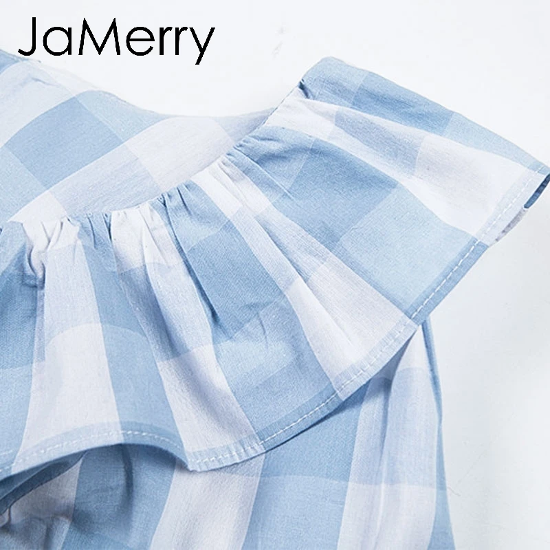 JaMerry Винтаж пикантные плед рюшами укороченные для женщин летняя майка короткий