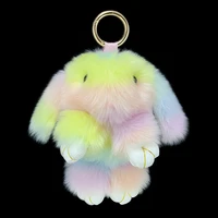 new color plush rabbit doll keychain pendant girl bag car interior alloy hanging ring jewelry children plush small gift