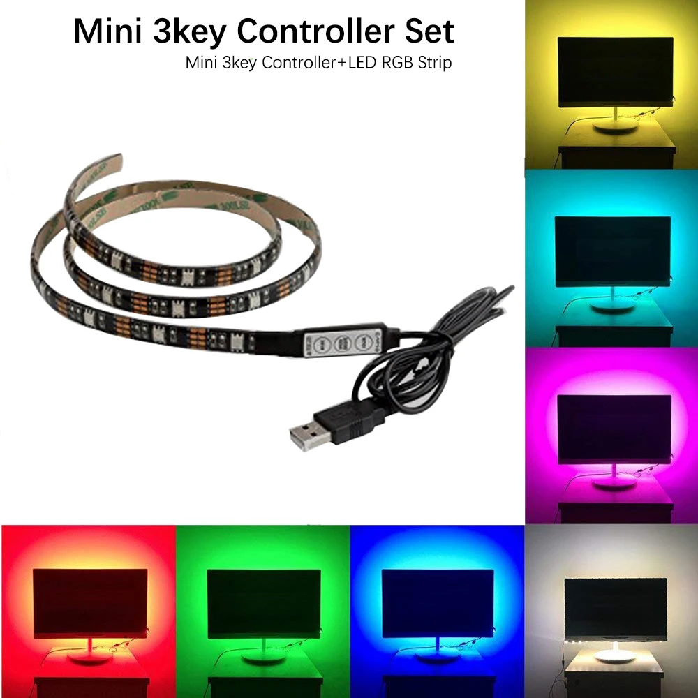 USB DC 5 В светодиодный RGB ленточный светильник ТВ фоновый светильник ing SMD5050 DC 5 В гибкий светодиодный светильник 50 см 1 м 2 м 3 м DIY декоративная лента