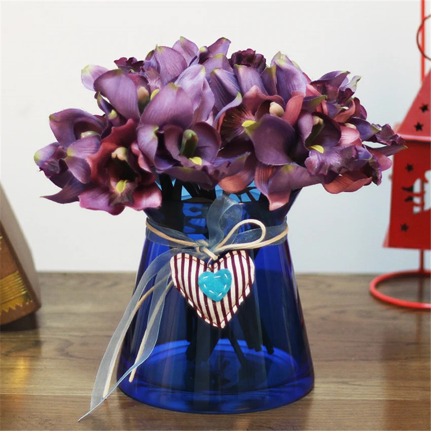 Разноцветные искусственные декоративные орхидеи с 7 цветками/шт. шелковые цветы