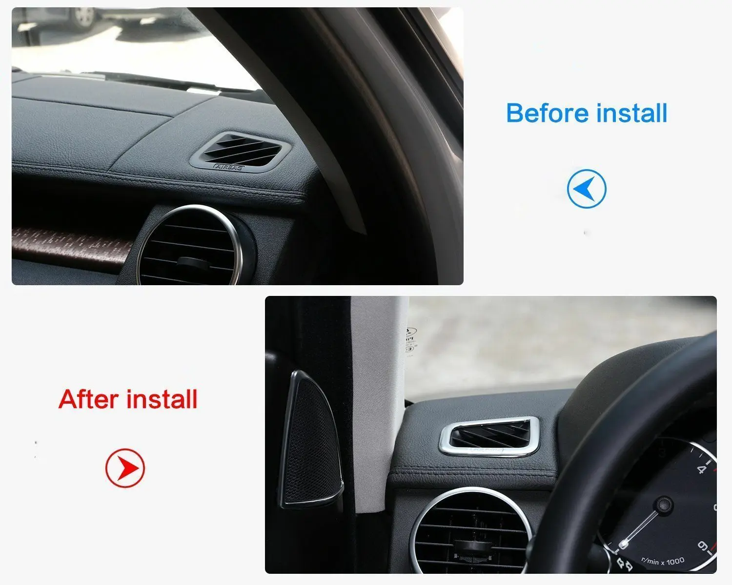 

1 Set=2 Pcs Chrome Dashboard Air Condition Vent Outlet Frame Trim For Discovery 4 2010-16 Car Accessories