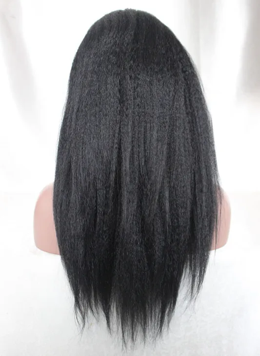 Beautiful Kinky Straight 1B# Color 10-24&quot Indian Remy Hair Lace Front Wigs For African Americans |