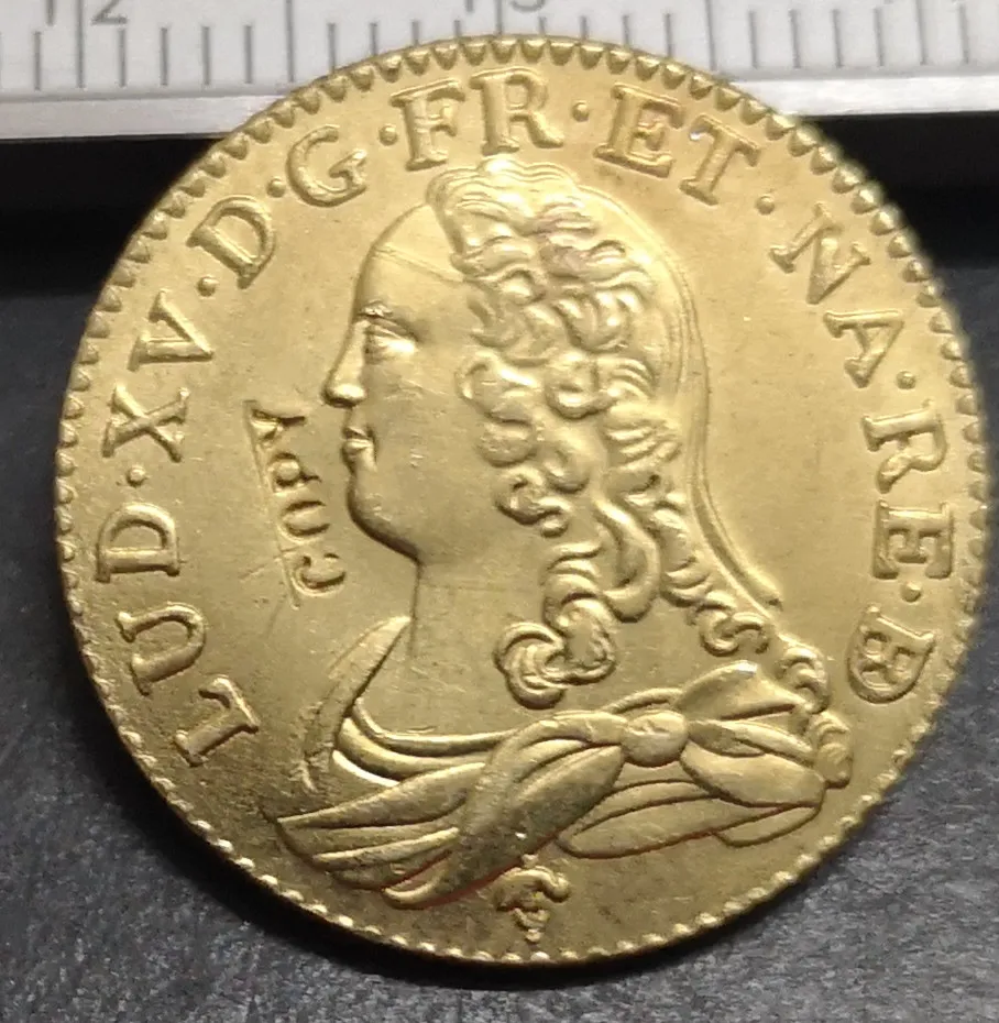 1738 Франция 1 Louis d'Or-Louis XV копия позолоченная монета