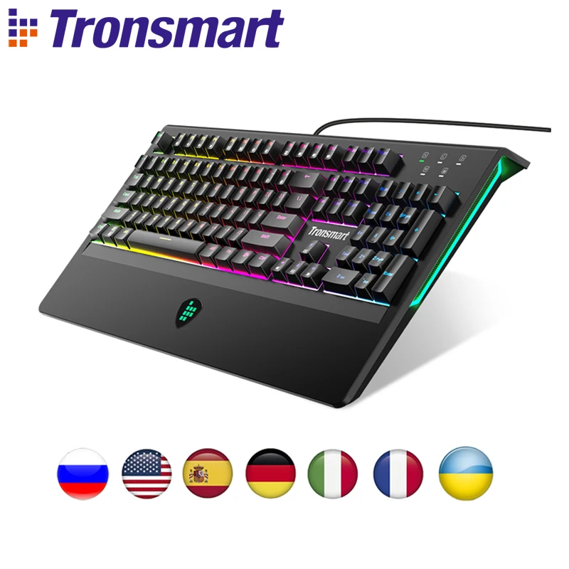 Tronsmart TK09R механическая клавиатура игровая клавиатура USB клавиатура 104 клавиша с RGB подсветкой, макро, синие переключатели для геймера, dota 2