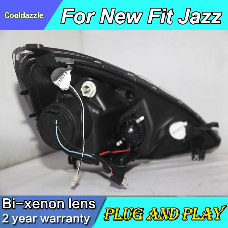 Автомобильный Стайлинг для HONDA Fit Jazz светодиодный головной фонарь ангельские глазки фары 2009 2010 год с дневными ходовыми огнями