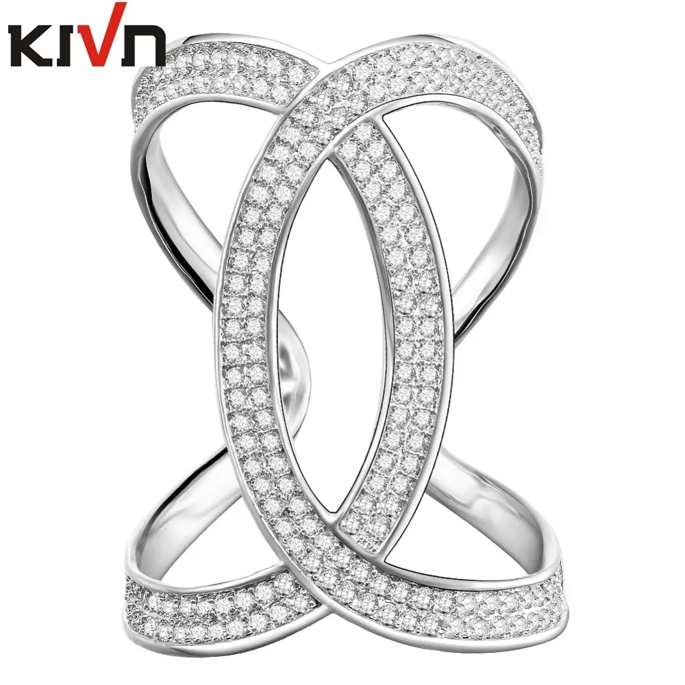 Модные женские ювелирные изделия KIVN с фианитами открытые регулируемые свадебные